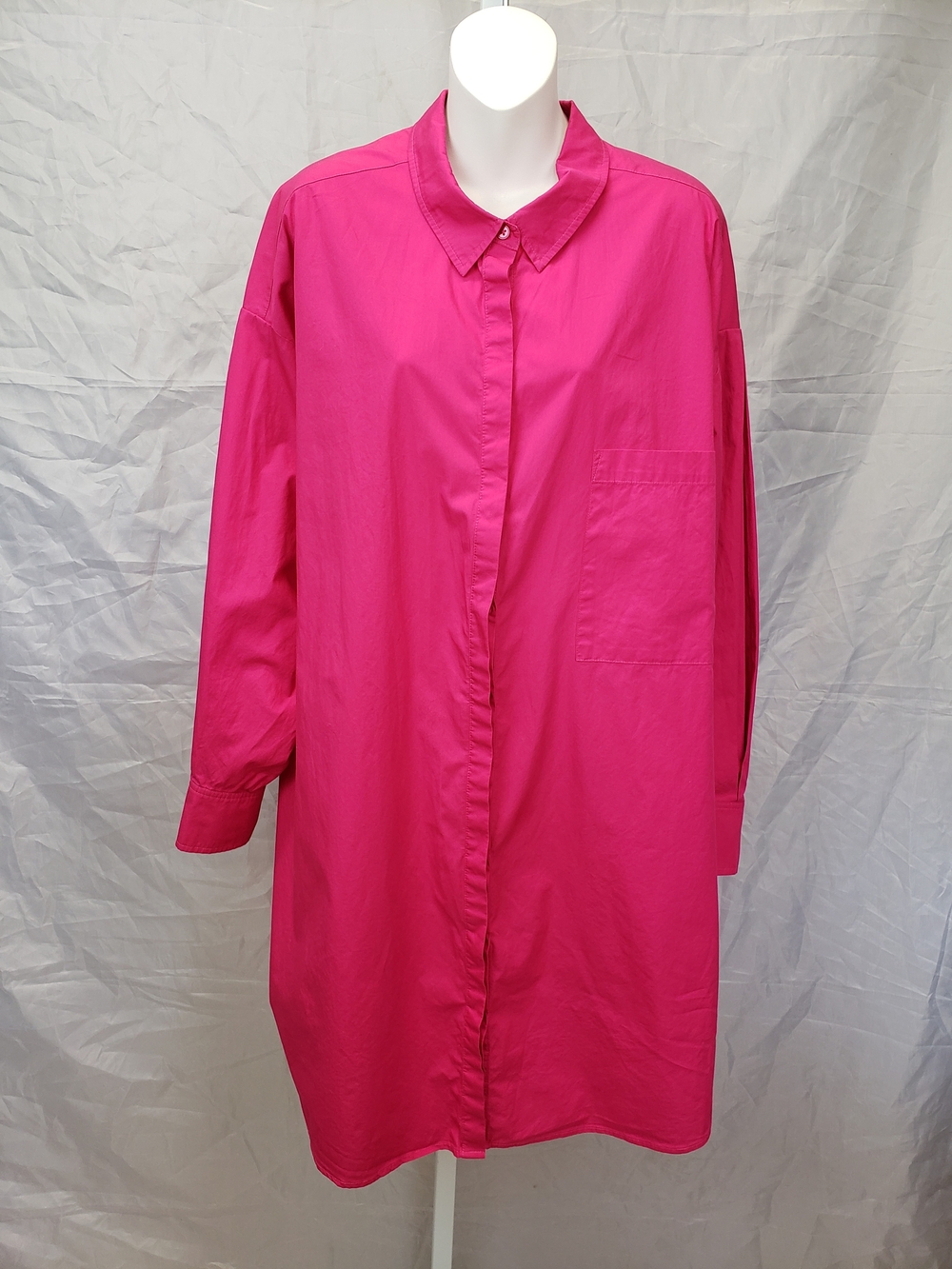 11 Honoré Amena Cotton Poplin Shirt Dress Hot Pink Fuchsia Size 2